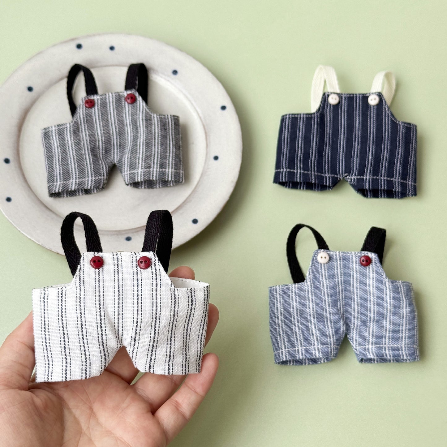 Vintage Retro Style Striped Overalls Doll Clothes for 10-17cm