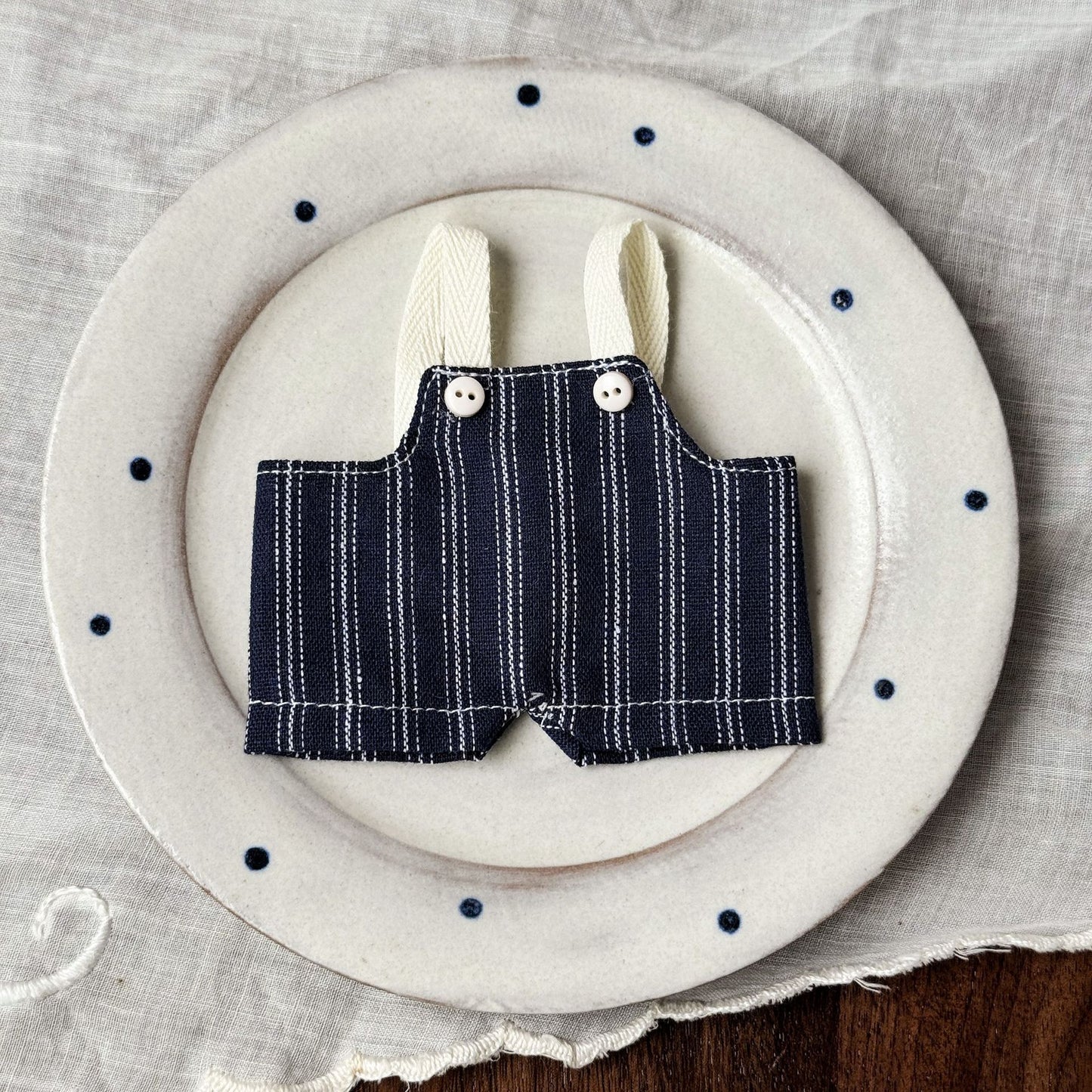 Vintage Retro Style Striped Overalls Doll Clothes for 10-17cm