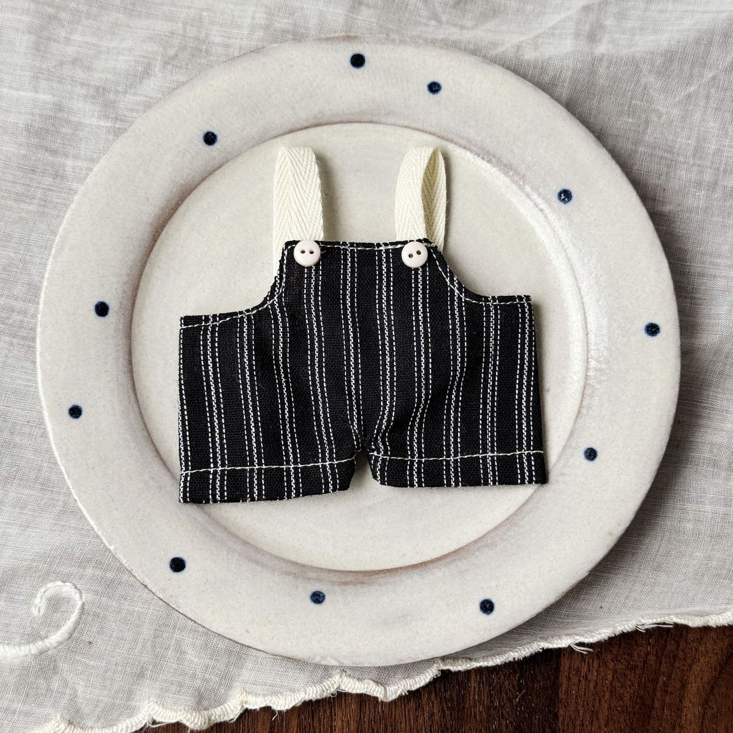 Vintage Retro Style Striped Overalls Doll Clothes for 10-17cm