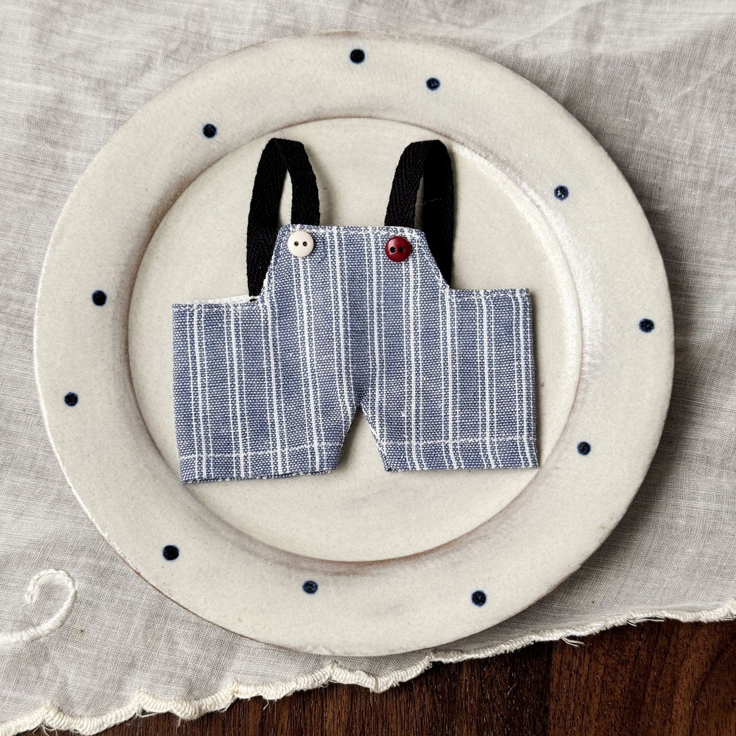 Vintage Retro Style Striped Overalls Doll Clothes for 10-17cm