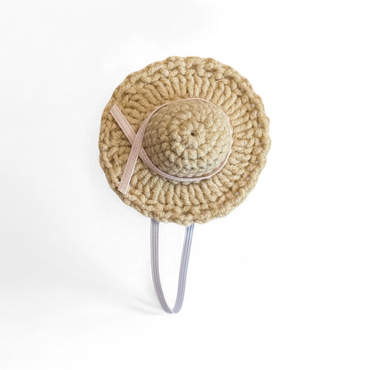 New 10cm Mini Crochet Straw Hat Handmade Premium Doll Hat for Plush Dolls