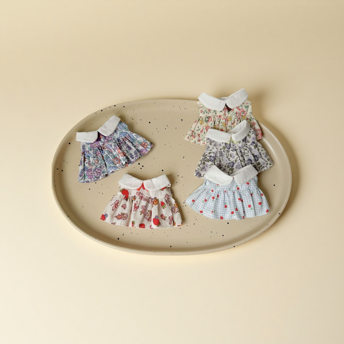 Sweet Floral Cotton Doll Dress Clothes for 10-15cm Plush Cotton Stuffed Dolls