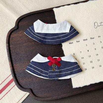 Nautical Cape & Hat Set for 10-15cm Dolls - Navy Striped Cloak with Sailor Hat
